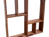 Custom-made Geometric Acacia Wood Wall Shelf with Multi-Compartments